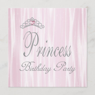 Rosa White Tiara Girls Princess Birthday Party Einladung