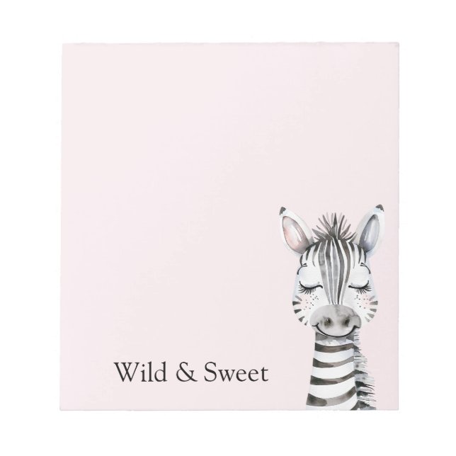 Rosa Wild & Sweet Zebra Notizblock (Vorderseite)