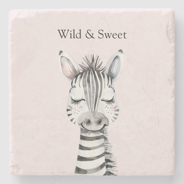 Rosa Wild & Sweet Zebra Steinuntersetzer (Vorderseite)