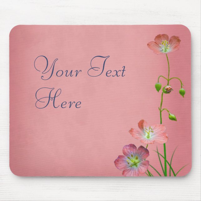 Rosa Wildblume auf Burgund Mousepad (Vorne)