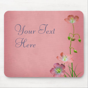 Rosa Wildblume auf Burgunderrot Mousepad