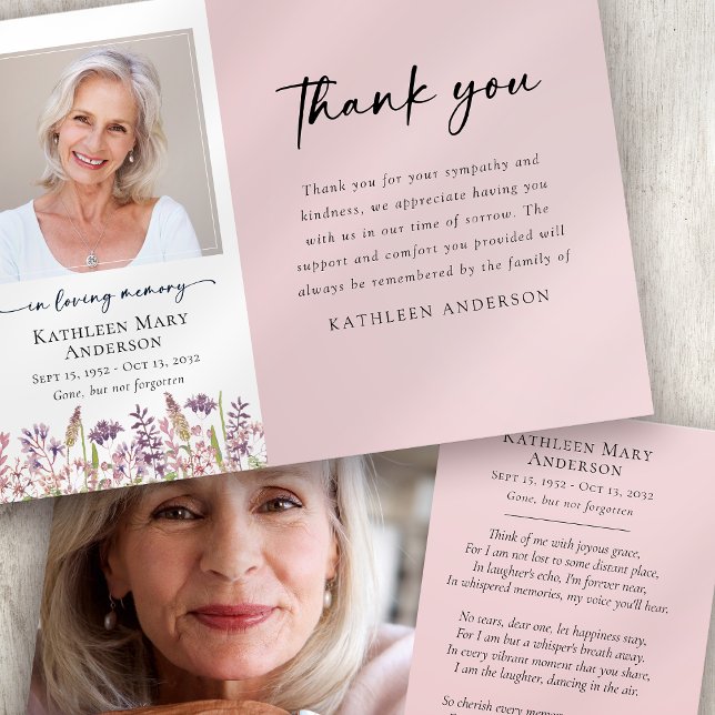 Rosa Wildblume Beileid Beerdigung Dankeskarte (Von Creator hochgeladen)