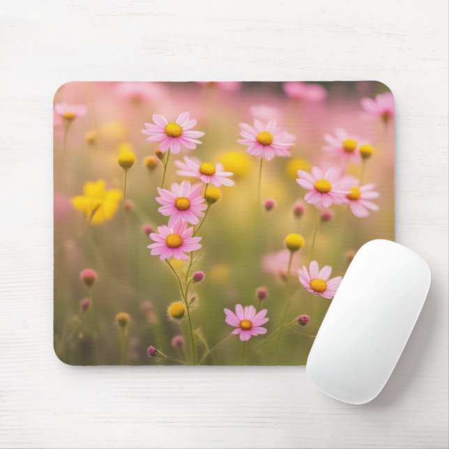 Rosa Wildblume Daisy Field Mousepad (Mit Mouse)