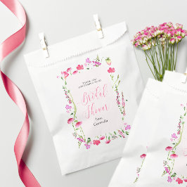 Rosa Wildblume Elegantes Script-Brautparty Geschenktütchen