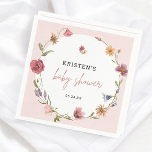 Rosa Wildblume Frühjahrsdusche Serviette