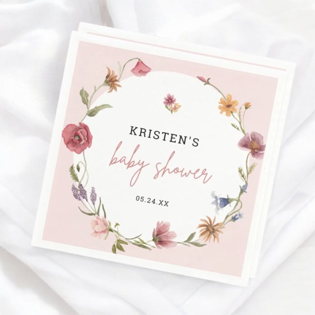 Rosa Wildblume Frühjahrsdusche Serviette (Von Creator hochgeladen)