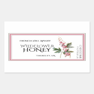 Rosa Wildblume Honey Label (Datum der Ernte) Rechteckiger Aufkleber