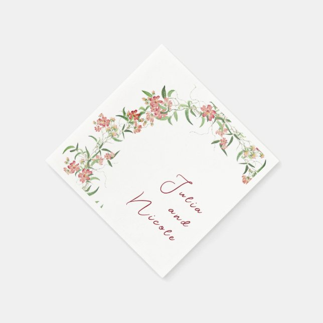 Rosa Wildblume Rose Frühjahrsfeier Serviette (Ecke)