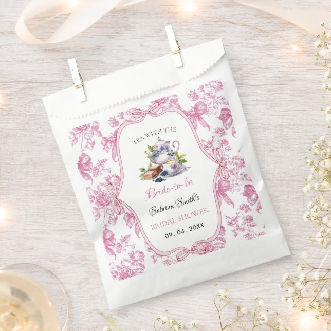 Rosa Wildblume Tee Party Brautparty Party Geschenktütchen (Ausgeschnitten)