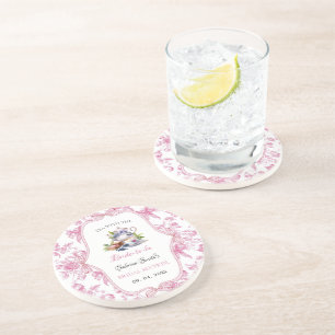 Rosa Wildblume Tee Party Bridal Dusche Einladung Getränkeuntersetzer