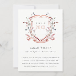 Rosa Wildblume Wasserfarbe Wappen Abschluss Dankeskarte