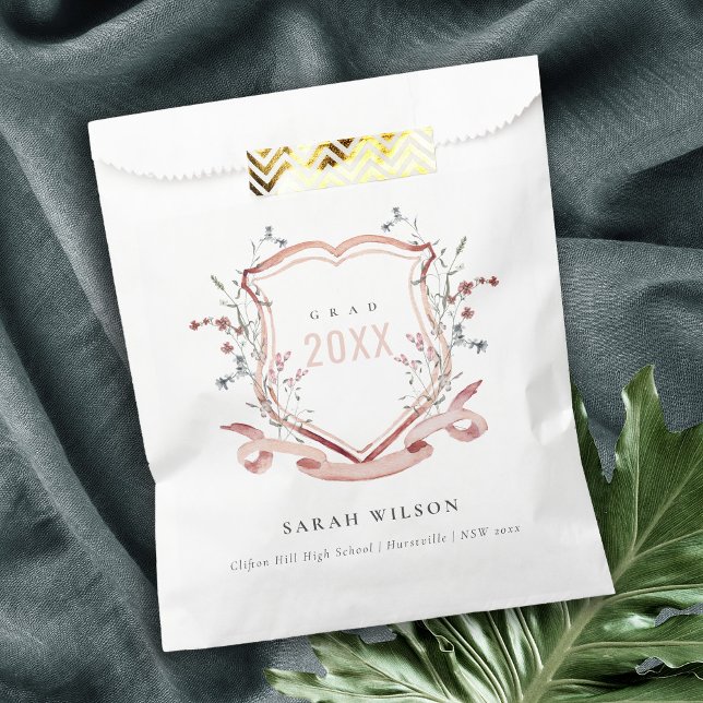 Rosa Wildblume Wasserfarbe Wappen Abschluss Geschenktütchen (Von Creator hochgeladen)