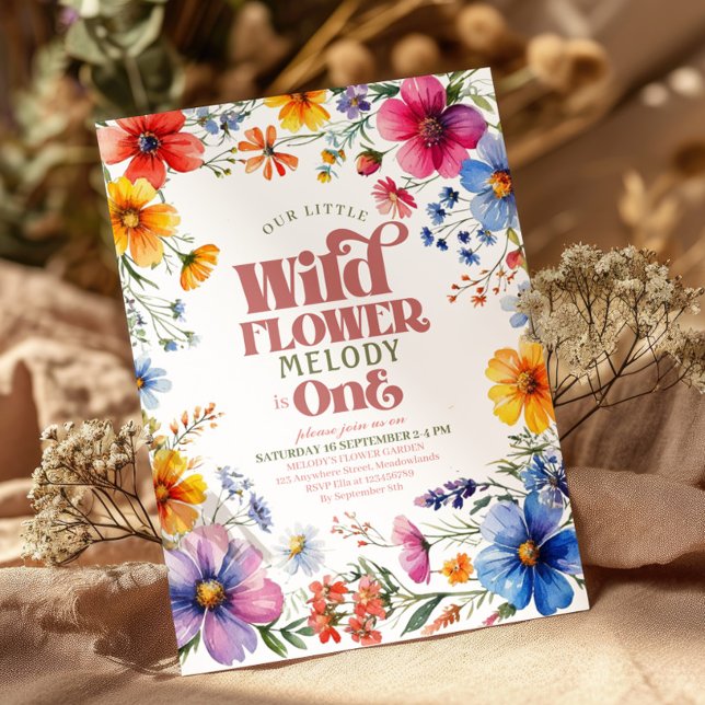 Rosa Wildblume Wild Ein 1. Geburtstag Einladung (Von Creator hochgeladen)