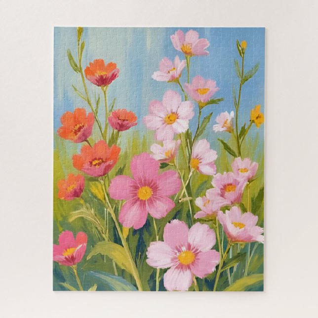 Rosa Wildblumen | Aquarell-Blumenmalerei (Vertikal)
