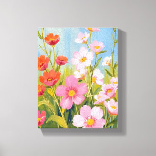 Rosa Wildblumen   Aquarell-Blumenmalerei Leinwanddruck