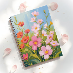 Rosa Wildblumen Aquarell-Blumenmalerei Notizblock