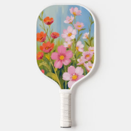 Rosa Wildblumen | Aquarell-Blumenmalerei Pickleball Schläger