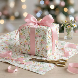 Rosa Wildblumen-Aquarell Geschenkpapier