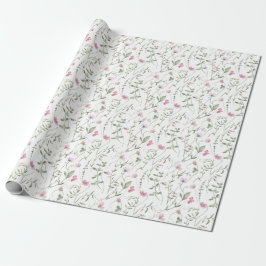 Rosa Wildblumen-Aquarell Geschenkpapier