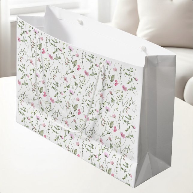 Rosa Wildblumen-Aquarell Große Geschenktüte (Von Creator hochgeladen)