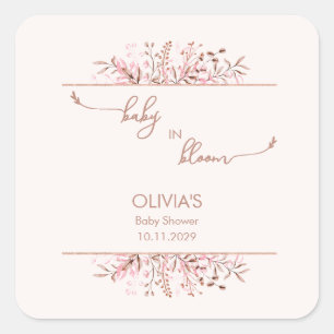 Rosa Wildblumen-Baby in Blüte Quadratischer Aufkleber