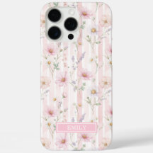 Rosa Wildblumen-Gestreiftes Monogramm
