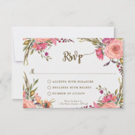 Rosa Wildblumen Hochzeit Brautparty Rsvp-Karte RSVP Karte