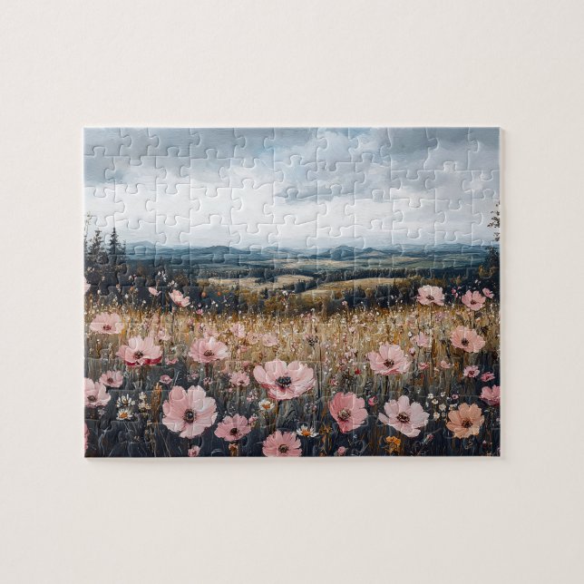 Rosa Wildblumen Landschaft (Horizontal)