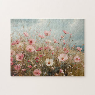 Rosa Wildblumen Landschaftliche Malerei