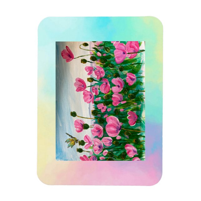 Rosa Wildblumen  Magnet (Vertikal)