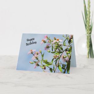 Rosa Wildblumen personalisieren diesen Geburtstag Karte