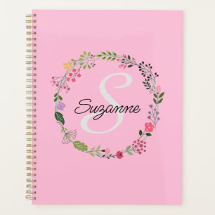 Rosa Wildblumen Personalisiert Mit Monogramm Planer