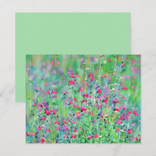 Rosa Wildblumen-Salvia-Blumenkunst Notizkartenset Mitteilungskarte