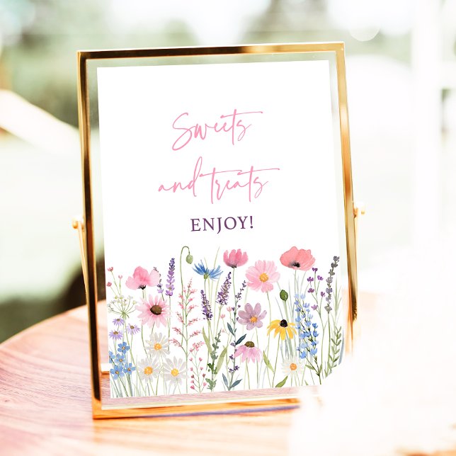 Rosa Wildblumen Sweet Leckereien Kinderdusche Schi Poster (Von Creator hochgeladen)