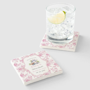 Rosa Wildblumen-Teeparty-Brautdusche-Einladung Steinuntersetzer