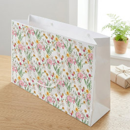 Rosa Wildblumen-Wasserfarbe Große Geschenktüte
