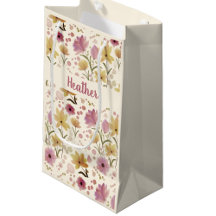 Rosa Wildblumen-Wasserfarbe-Monogramm-Name