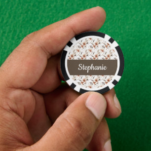 Rosa Wildblumen-Wasserfarbe-Monogramm-Name Pokerchips