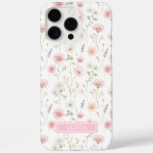 Rosa Wildblumen-Wasserfarben-Monogramm