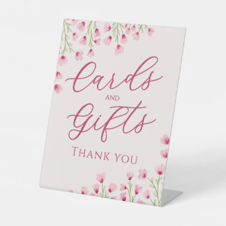 Rosa Wildblumenkarten & Geschenke Brautparty Sockelschild