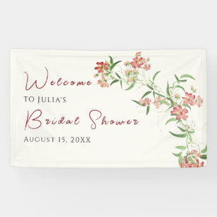 Rosa Wildblumenrose Frühlingsgirlande Hochzeit Banner