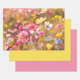 Rosa Wilde Blume Feld 2025 Geschenkpapier Set