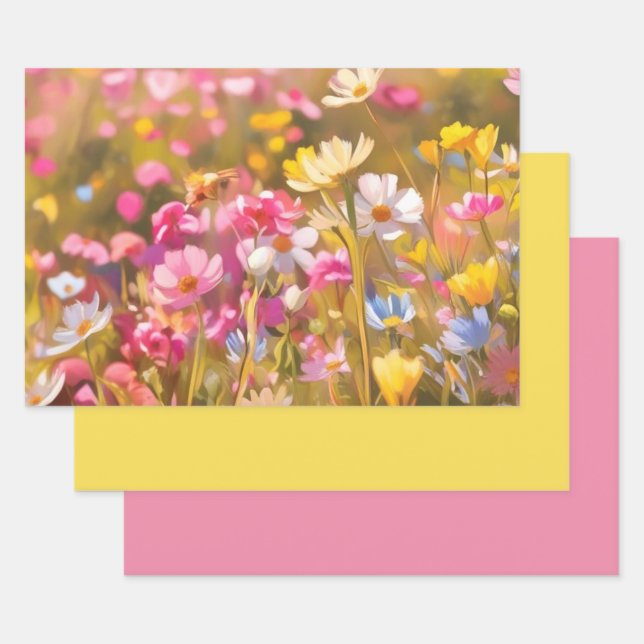 Rosa Wilde Blume Feld 2025 Geschenkpapier Set (Set)