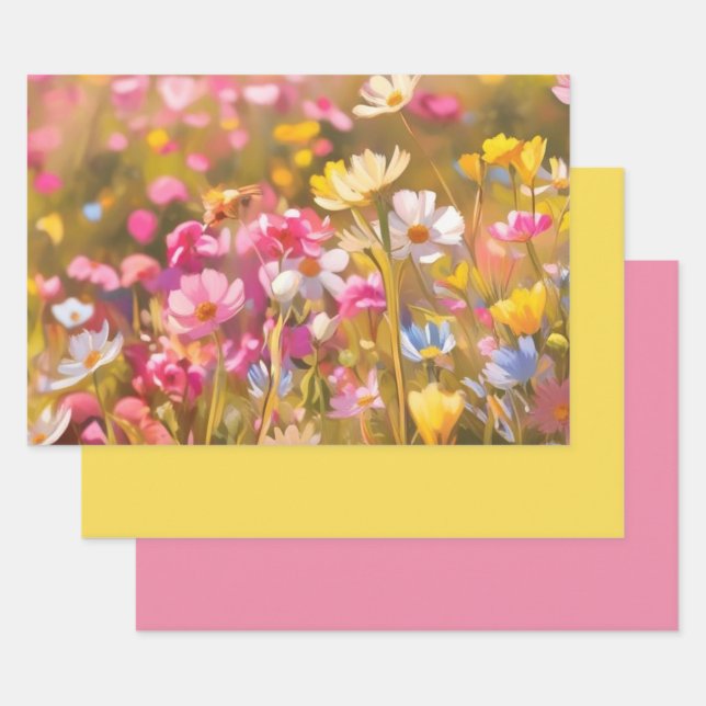 Rosa Wilde Blume Feld 2025 Geschenkpapier Set (Set)