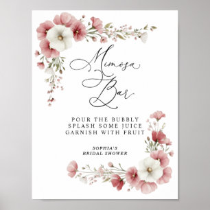 Rosa Wilde Blumen Brautparty Mimosa Poster