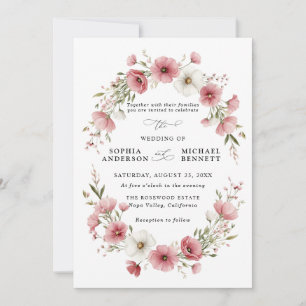 Rosa Wilde Blumen Hochzeitseinladung Einladung