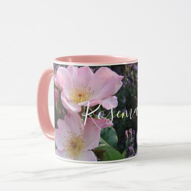 Rosa Wilde Rose Blume Blumenstrauß Foto Rosa Tasse (Vorderseite Links)