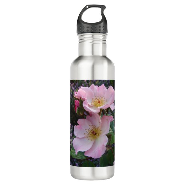 Rosa Wilde Rose Blume Foto Edelstahlflasche (Vorderseite)