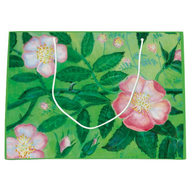 Rosa Wilde Rose Blume Große Geschenktüte (Vorderseite)
