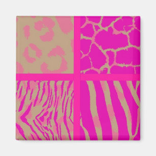 Rosa Wildtiermuster Magnet